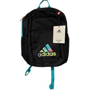Adidas Ready Backpack Black Teal Neon Logo‎ Kids Youth School Laptop Travel